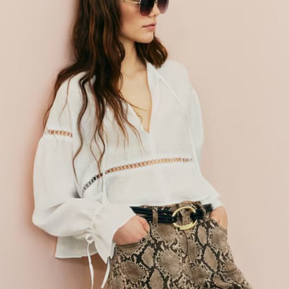 H&M Oversized Blouse with Lace Inset